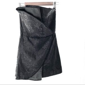 Emporio Armani Black Lace Strapless Faux Wrap Mini Dress